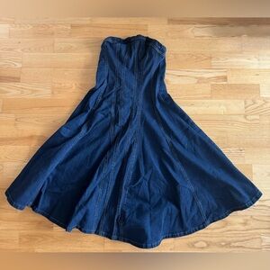 Dark Blue Strapless Denim Dress xs 0